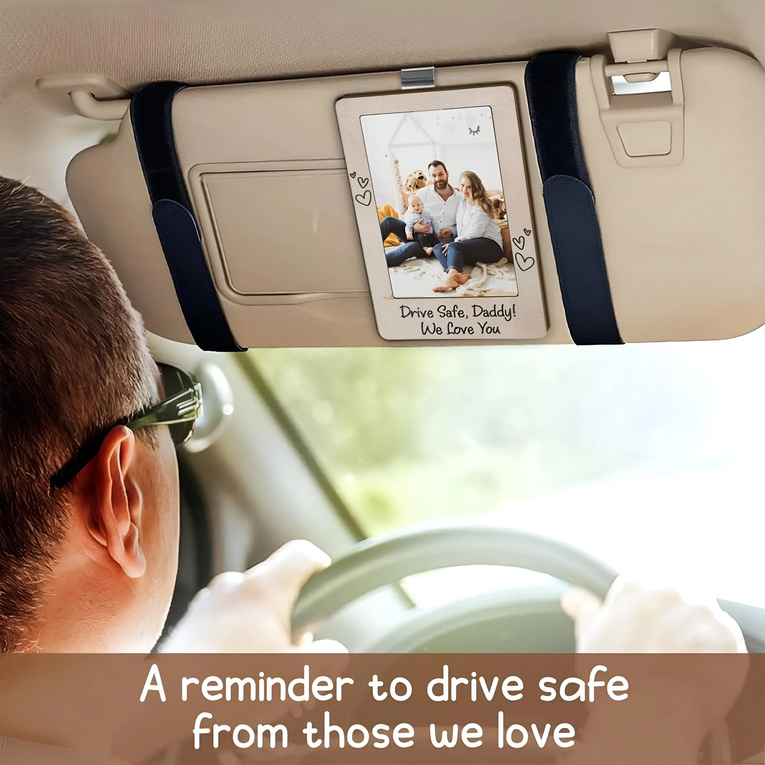Car Visor Photo Clip - Wood Picture Frame for Interior Decoration & Holiday Gifts