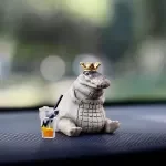 Cute Resin Crocodile Figure for Car Interior Decoration - Auto Center Console Ornament