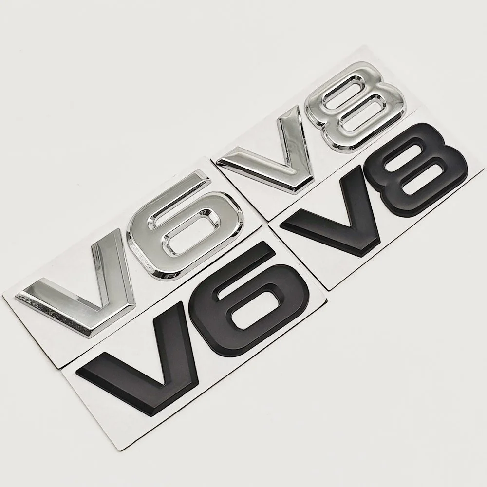 3D Metal V6 V8 Car Emblem Badge Fender Trunk Decal Sticker