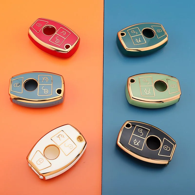 Car Key Cover Case Protector with Keychain for Mercedes-Benz Models