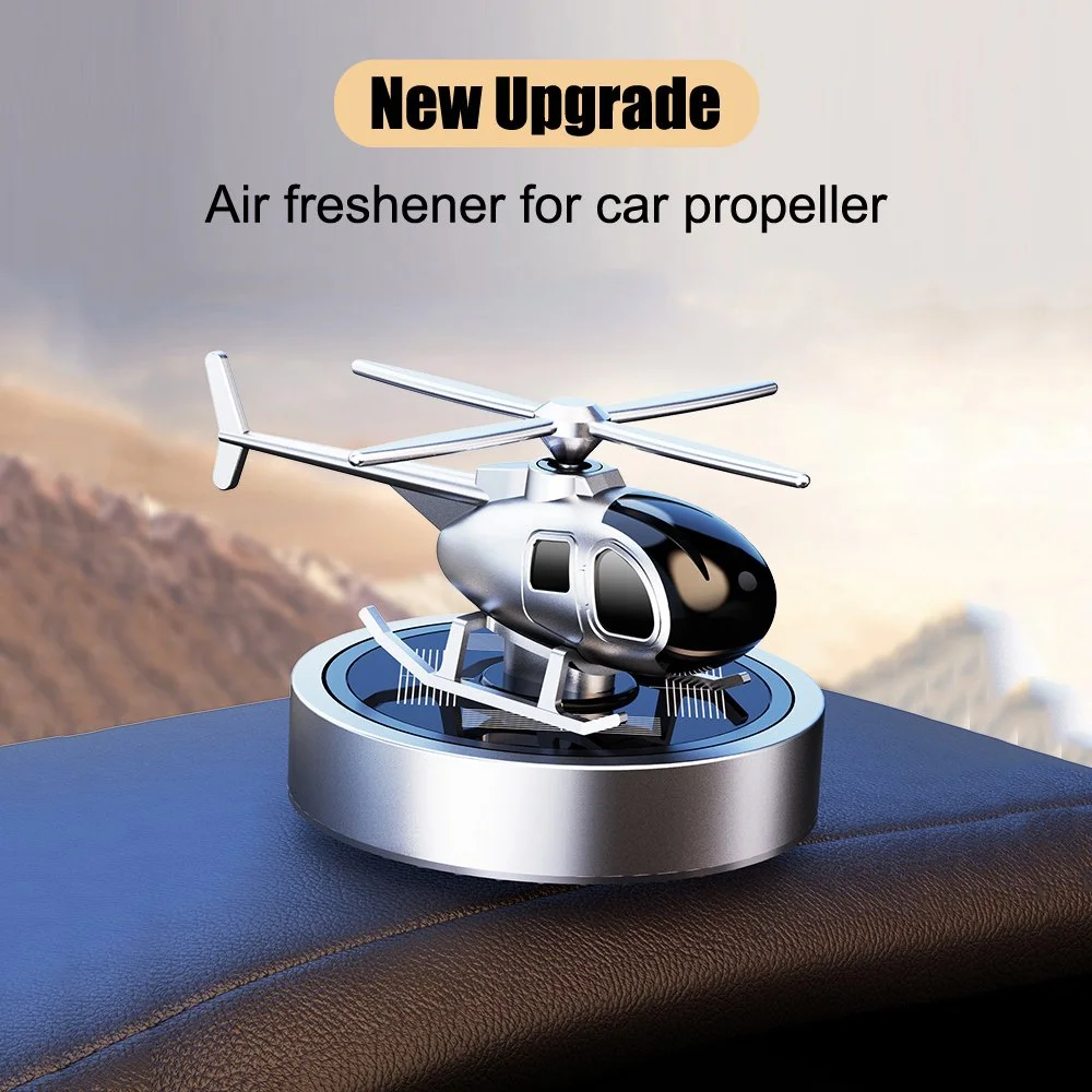 Solar Helicopter Car Air Freshener - Rotating Propeller Auto Perfume Diffuser