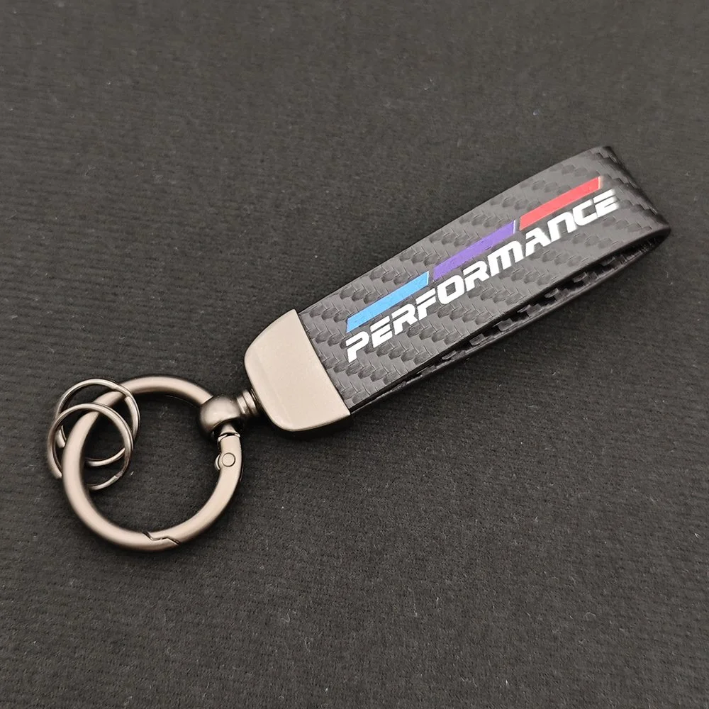 Carbon Leather Car Keychain with Performance Logo