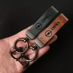 Luxury Genuine Leather Car Keychain Ring - Perfect for Opel Models