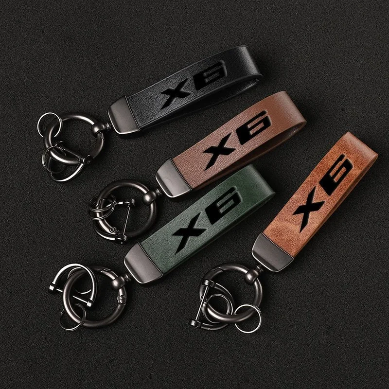 Luxury Leather Car Keychain with Logo Emblem