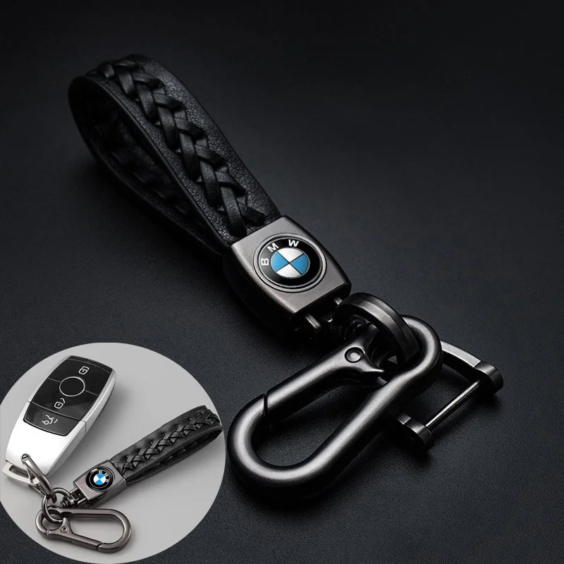 Luxury Leather Braid Car Keychain for BMW Series & X Models