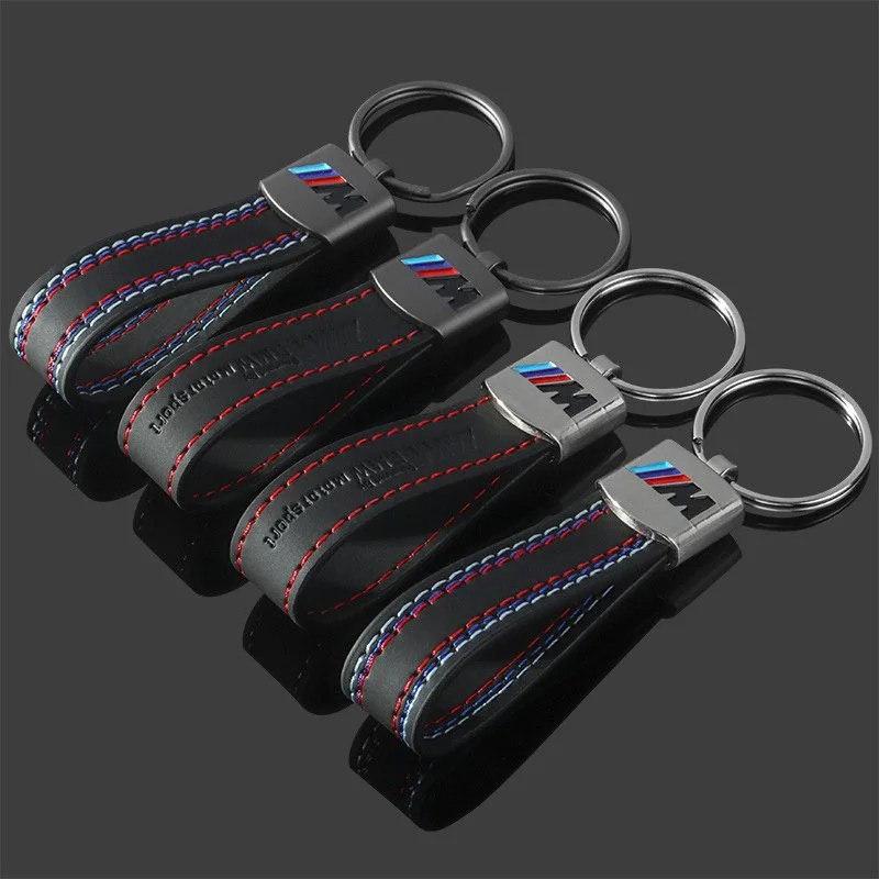 Luxury Leather Keychain with Metal Ring for Car Enthusiasts