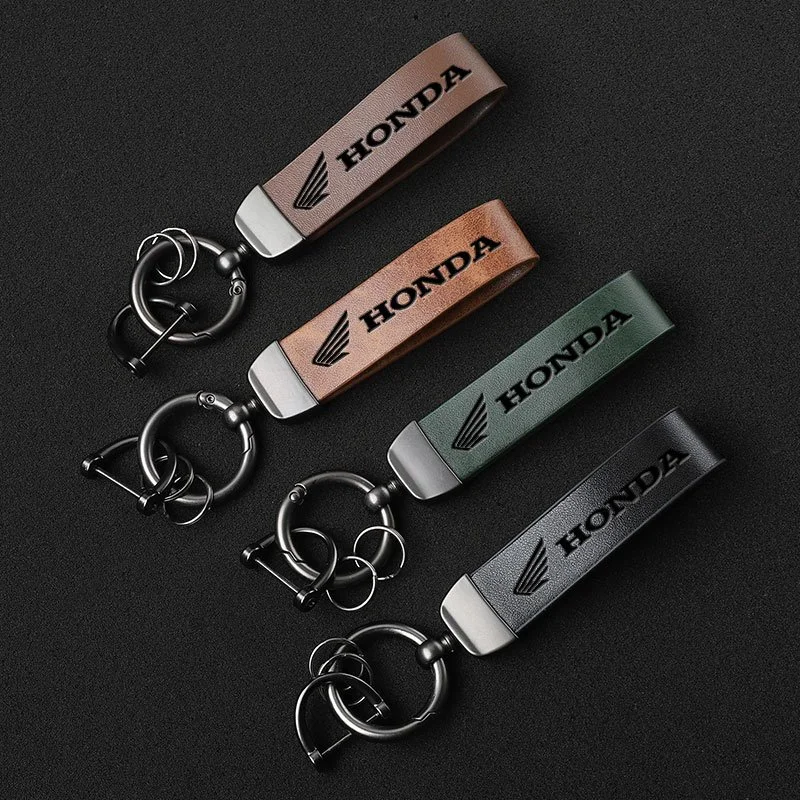 Genuine Leather Car Keychain Holder - Stylish Key Ring for Honda Owners
