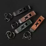 Luxury Leather Keychain with 3D Emblem – Premium Car Key Ring Accessory