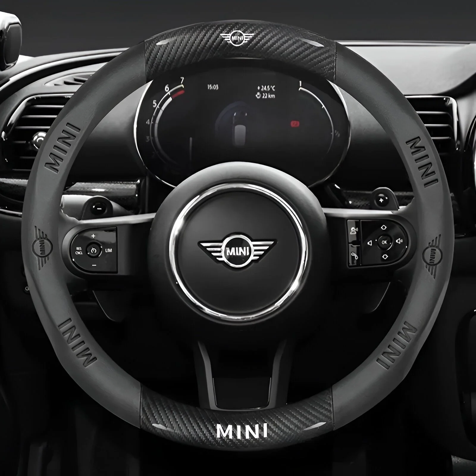 Carbon Fiber Leather Steering Wheel Cover for Mini Cooper JCW - Custom Fit