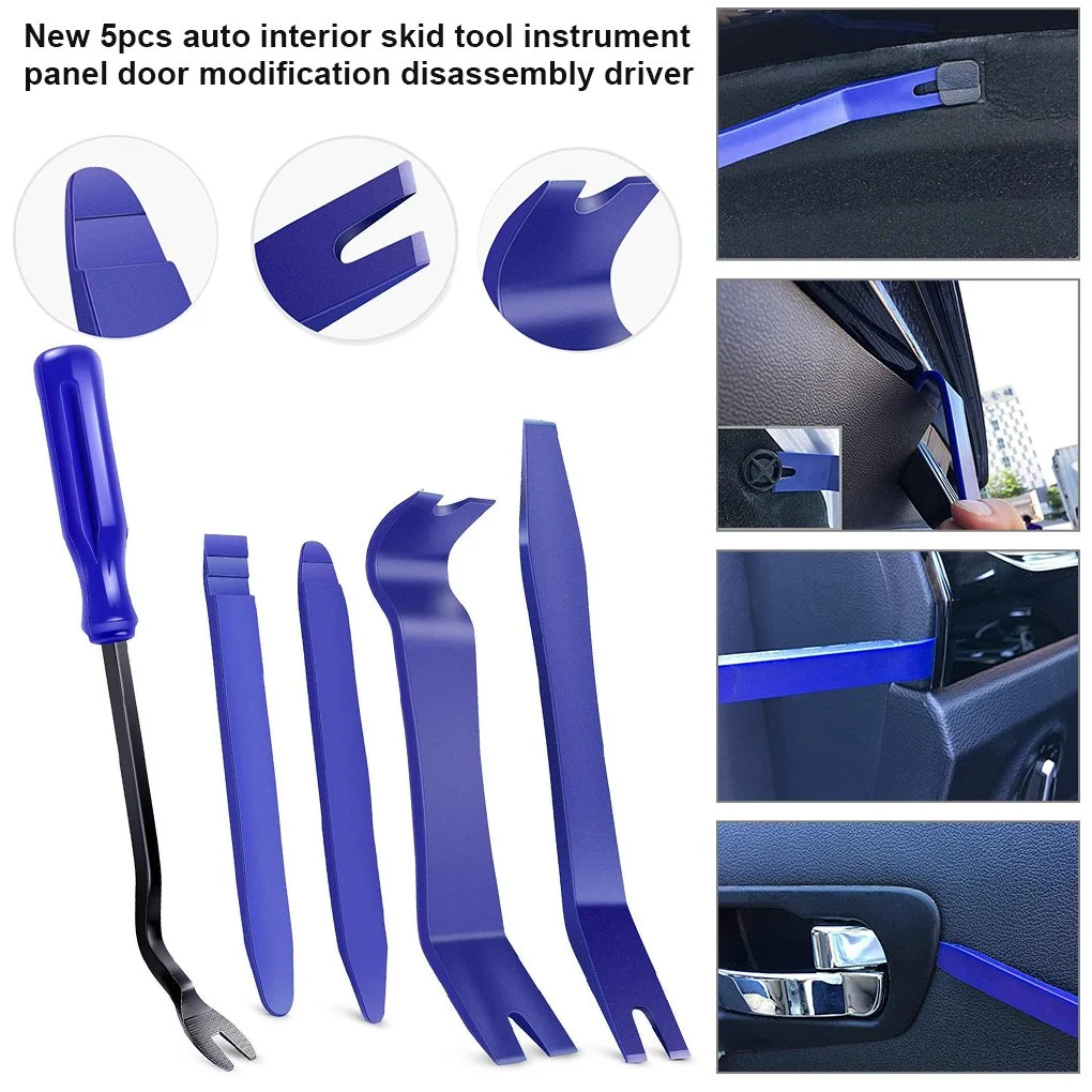 5pcs Car Trim Removal Tool Kit – Plastic Auto Interior Pry Set for Door, Dash & Audio