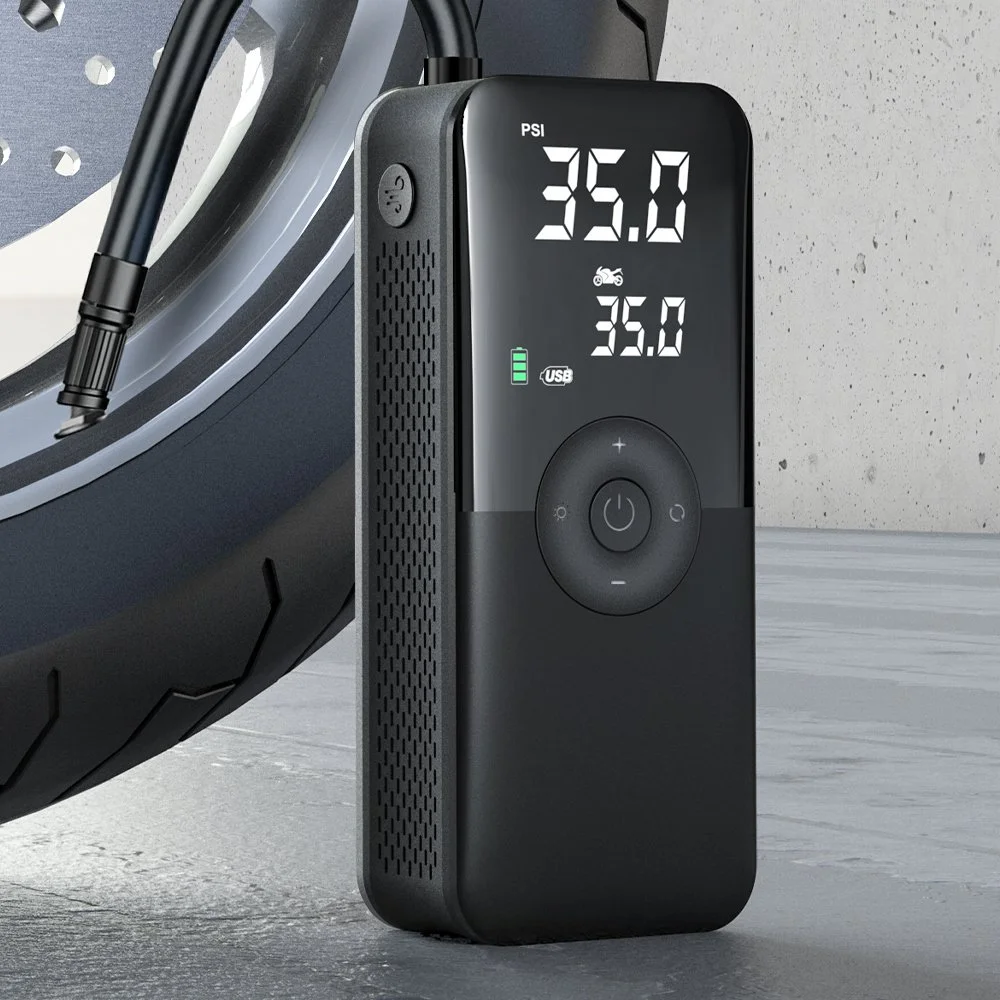 Portable Car Air Compressor Electric Tire Inflator Pump with LED Light for Motorcycle & Bicycle