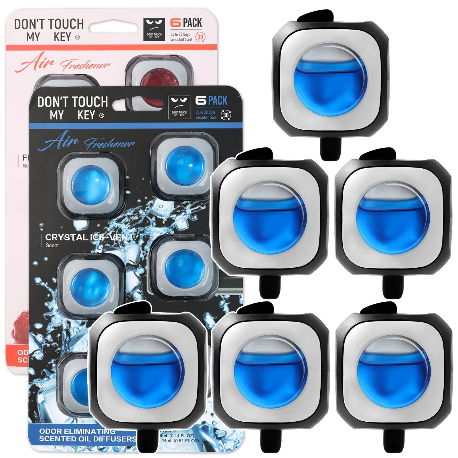 6 Pack Essential Oil Car Vent Diffuser Clips - Fresh Cherry & Crystal Ice Scents