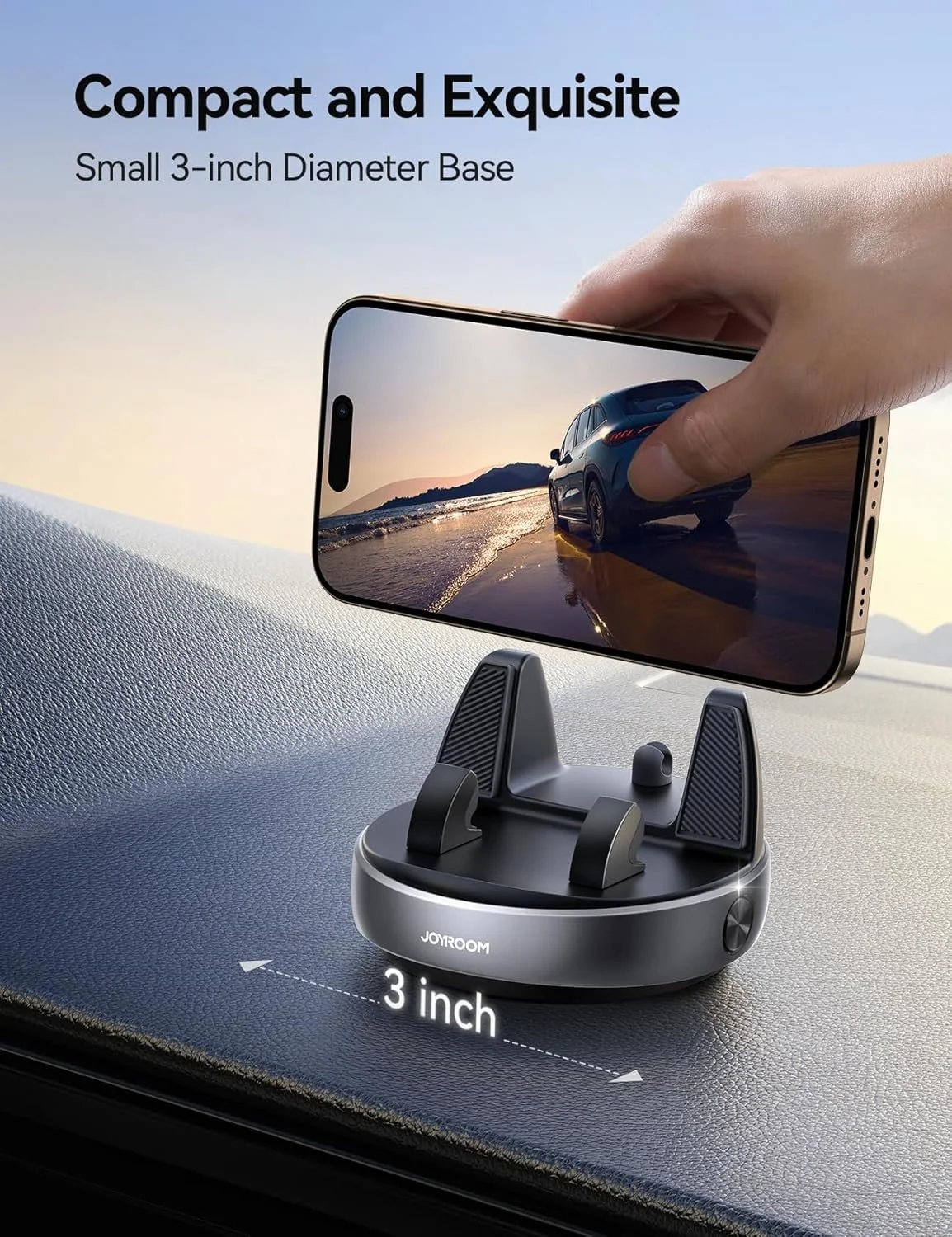 Dashboard Car Phone Mount Holder with 360° Rotation and One-Handed Operation