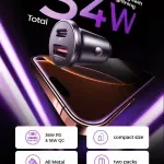 54W Car Phone Charger Fast Charging Type C PD Adapter for iPhone & Huawei