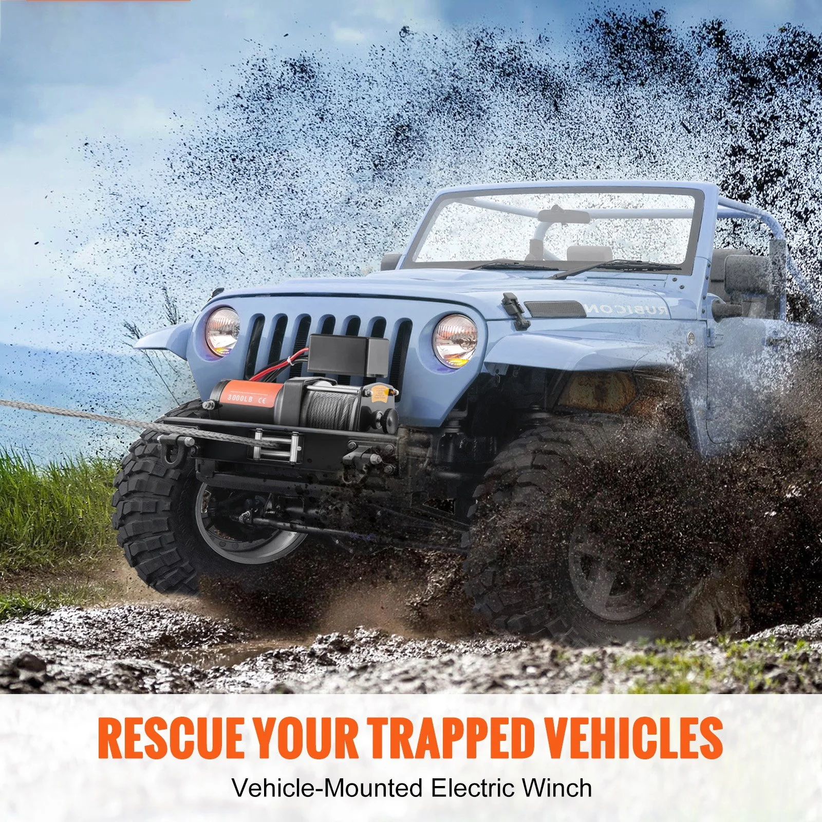 Electric Steel Rope Winch & Wired Remote for ATV SUV Truck
