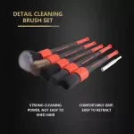 5-Piece Soft Boar Hair Car Detailing Brush Set with Drill Adapter