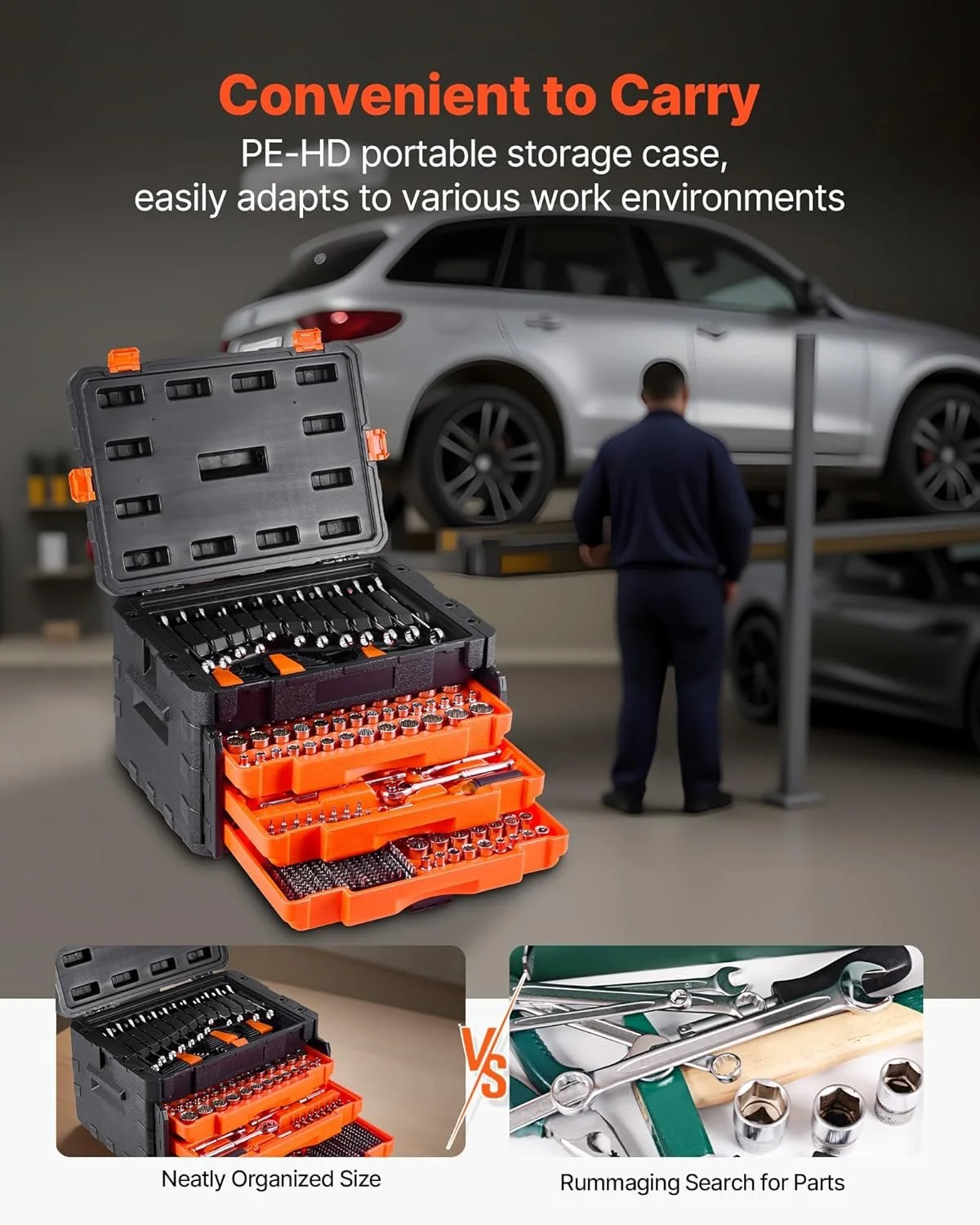 450-Piece Mechanics Tool Set with Deep & Standard Sockets and Storage Case