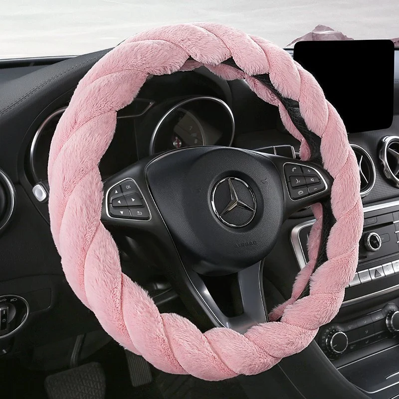 Plush Winter Steering Wheel Cover for Women – Soft, Non-Slip & Stylish (14.5–15in)