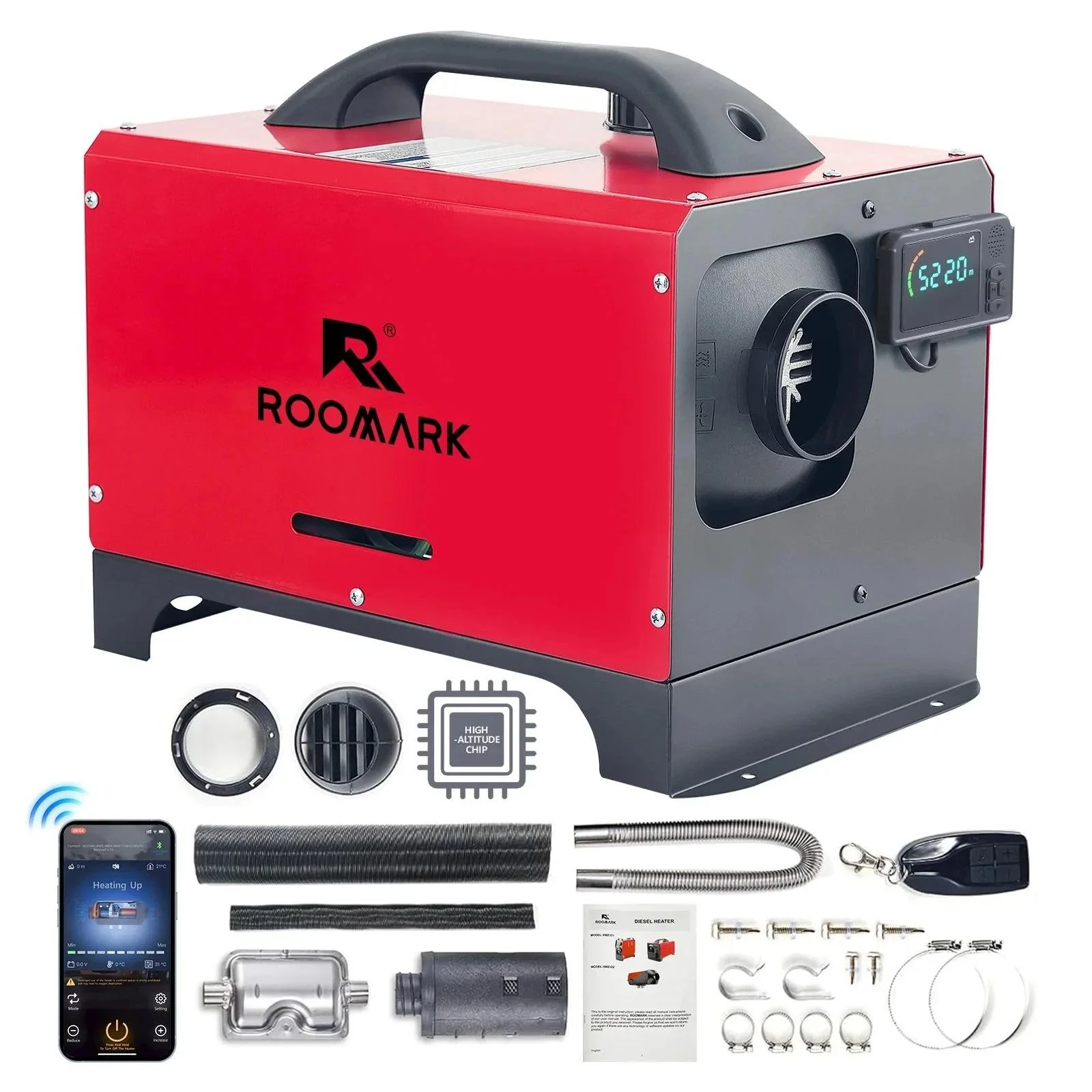12V Diesel Air Heater 5/8KW All-in-One with LCD Thermostat & Remote Control