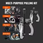 2-Piece Reversible Jaw Gear Puller Set – 3" & 7" Heavy-Duty Puller Kit