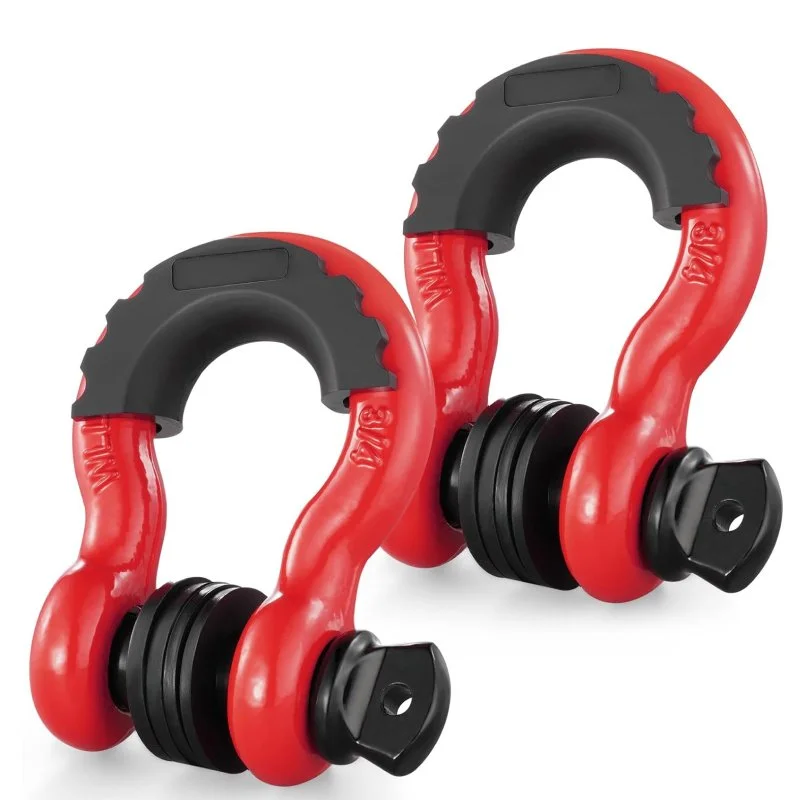 2PCS Heavy-Duty 3/4" D-Ring Shackles with Isolator & Washers for Off-Road Recovery