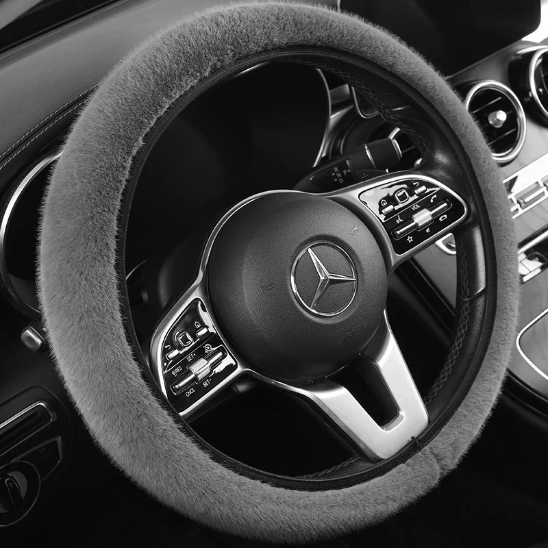 Plush Elastic Car Steering Wheel Cover – Warm, Non-Slip & Universal Fit (14.5-15")