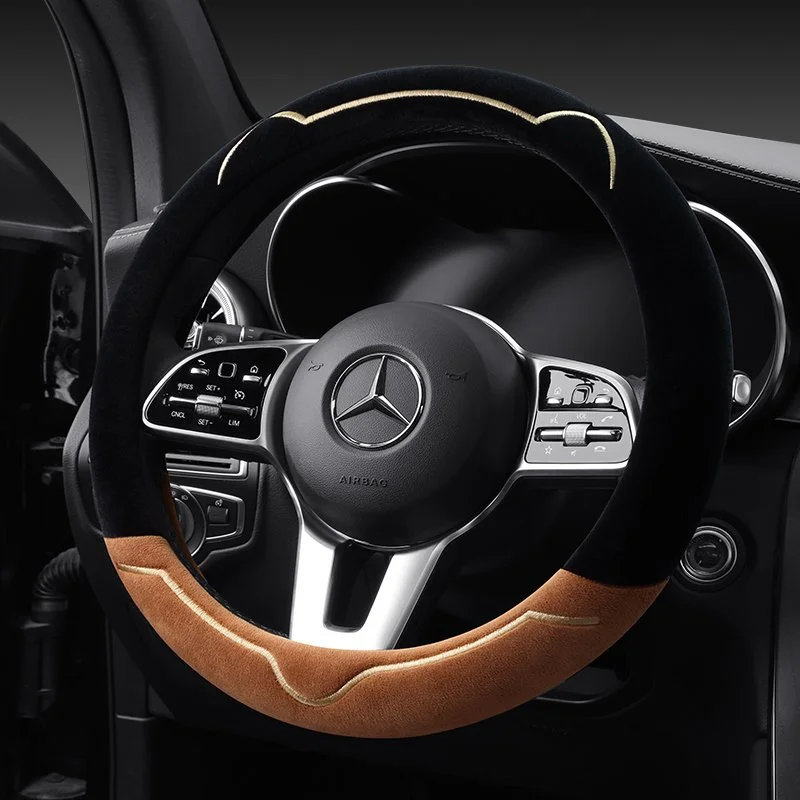 Cozy Cat Ears Plush Winter Car Steering Wheel Cover – Warm & Stylish Comfort
