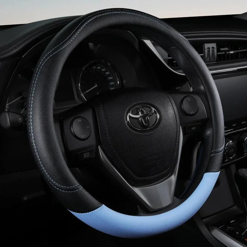 Premium PU Leather Two-Tone Steering Wheel Cover – Non-Slip, Wear-Resistant, All-Season Comfort