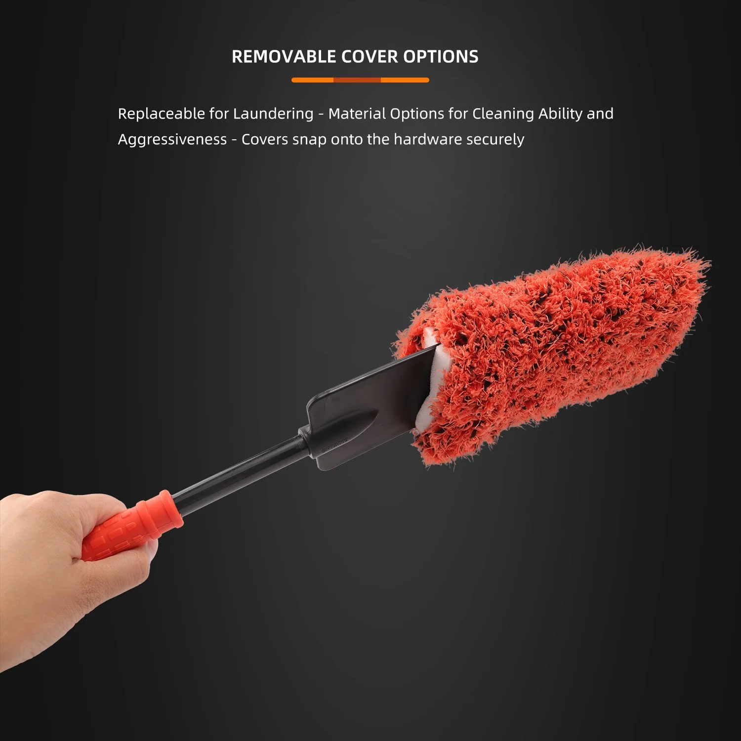 2-Piece Microfiber Wheel Cleaning Brush Set with Interchangeable Covers