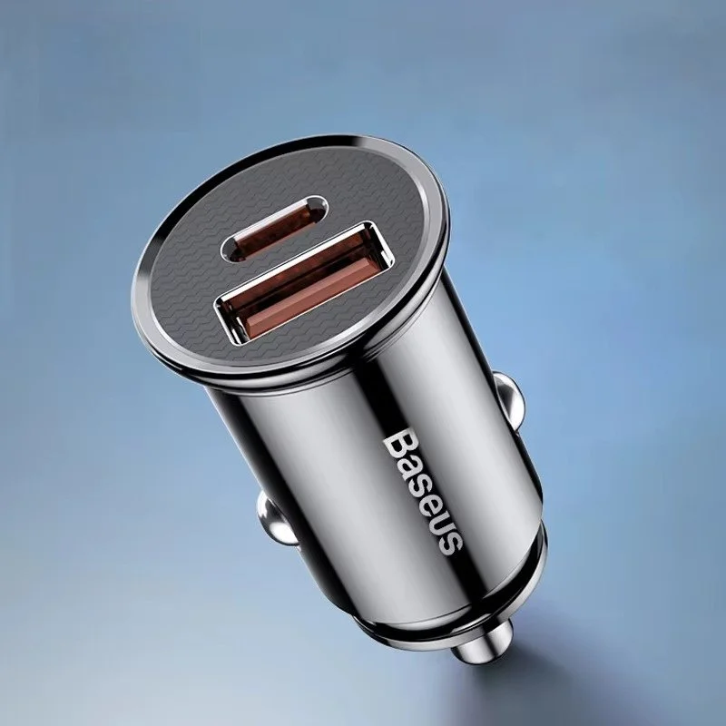 30W Dual-Port Car Fast Charger with USB-C Quick Charge