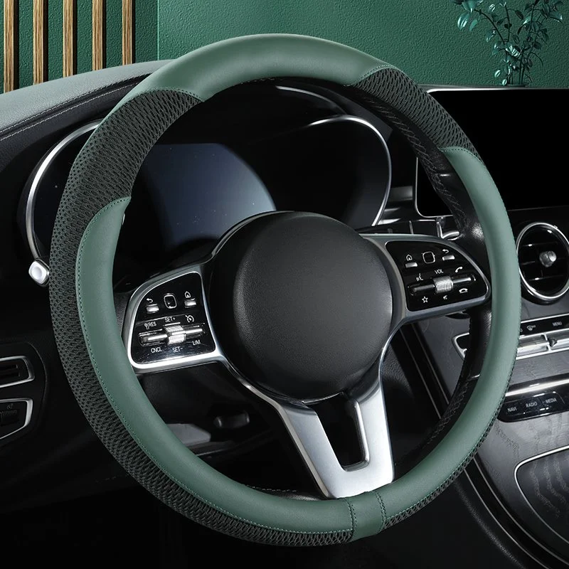 Premium Leather & Mesh Steering Wheel Cover