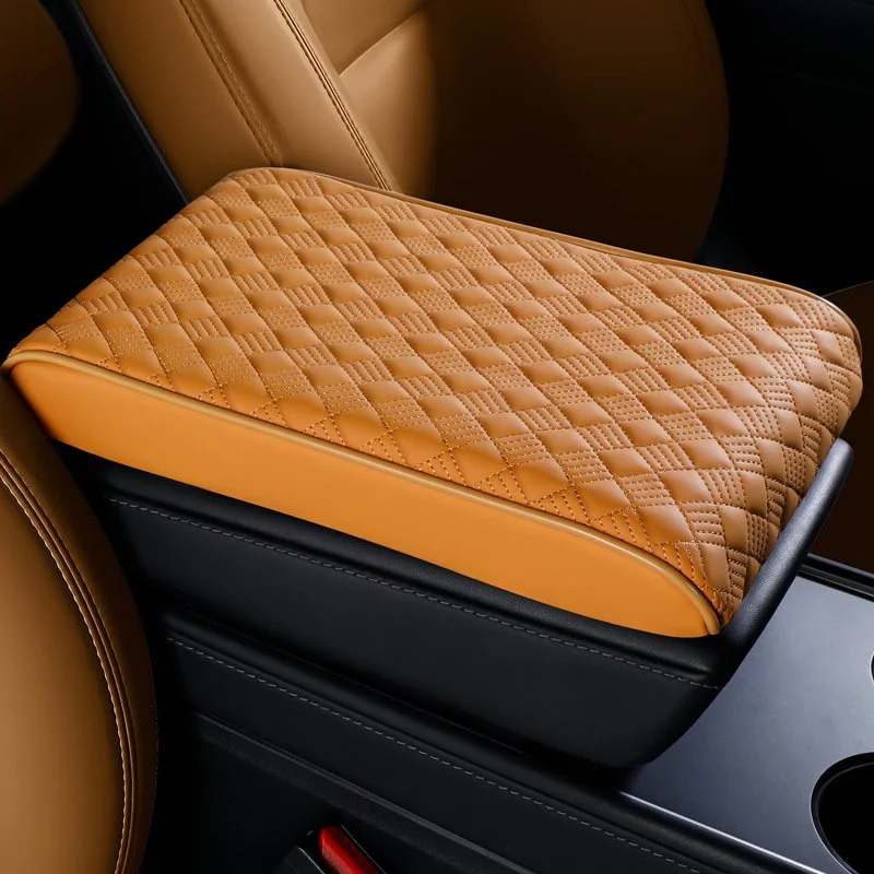 Diamond Stitch PU Leather Car Armrest Console Pad & Riser Cushion