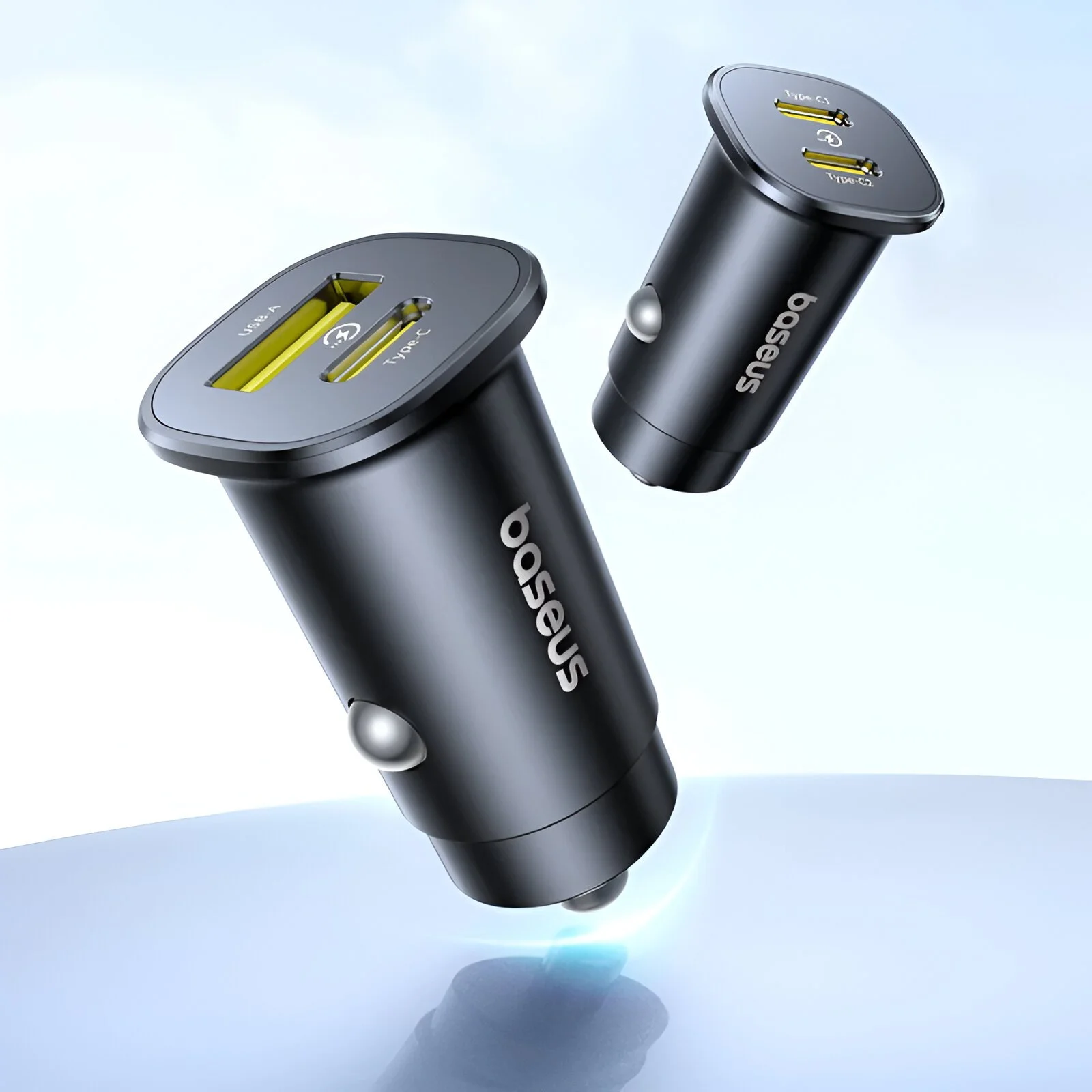 30W Dual Port USB-C Fast Car Charger with Power Delivery
