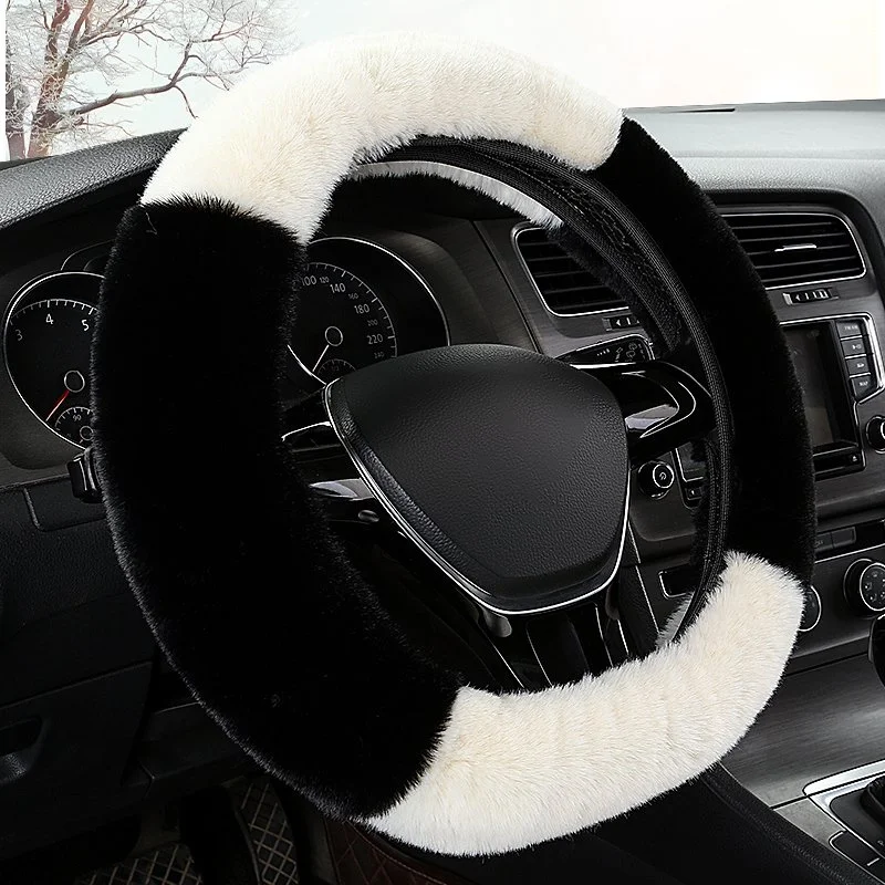 Soft Plush Otter-Rabbit Steering Wheel Cover for 13.4–15.75 Inch Wheels