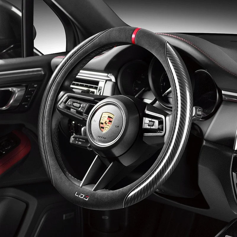Carbon Fiber Grain Suede Steering Wheel Cover