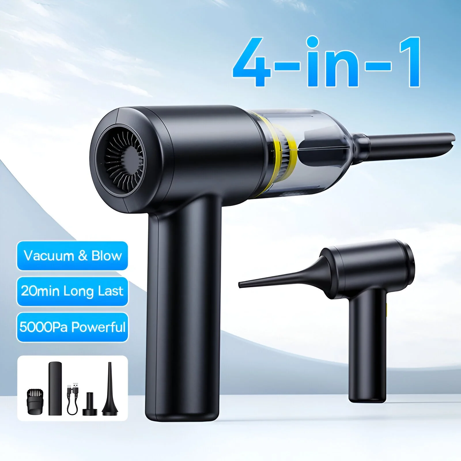 Cordless 4-in-1 Car Vacuum, Air Blower & Inflator