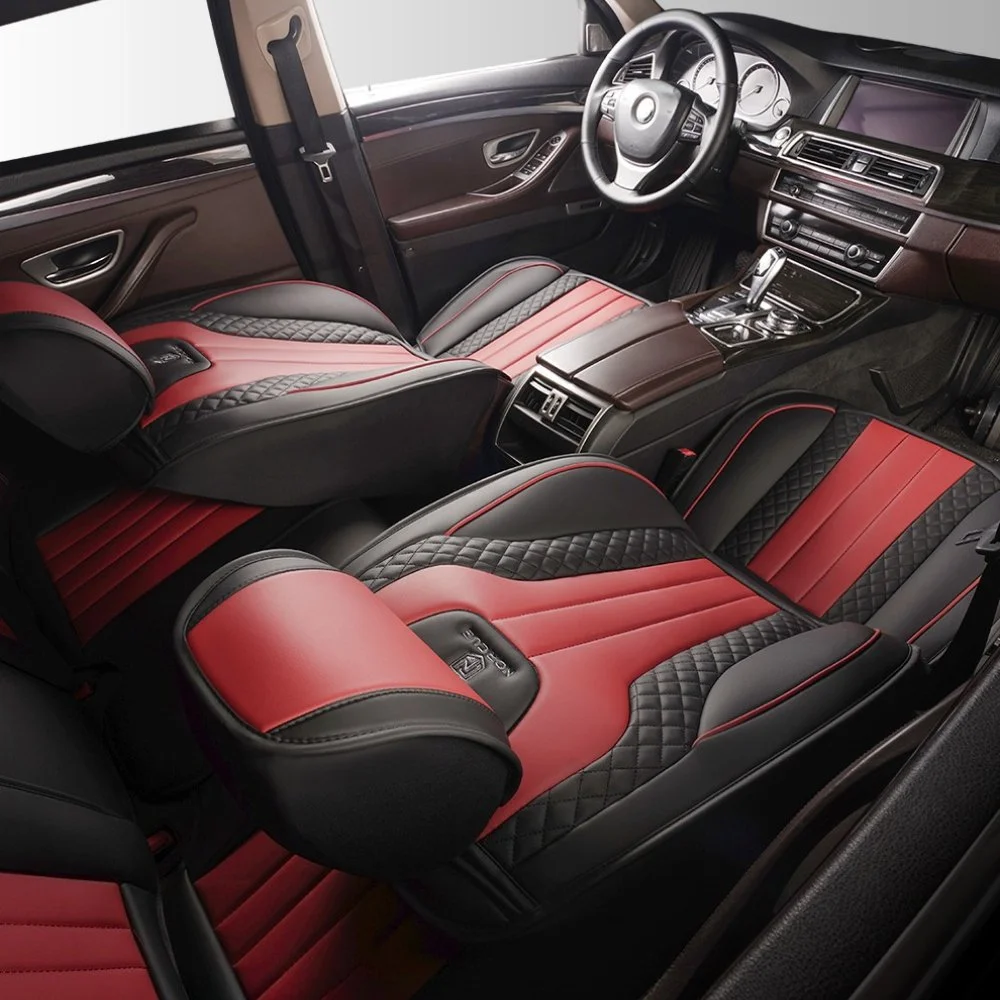 Sporty 5-Seat PU Leather Car Seat Covers with 3D Embroidery Comfort