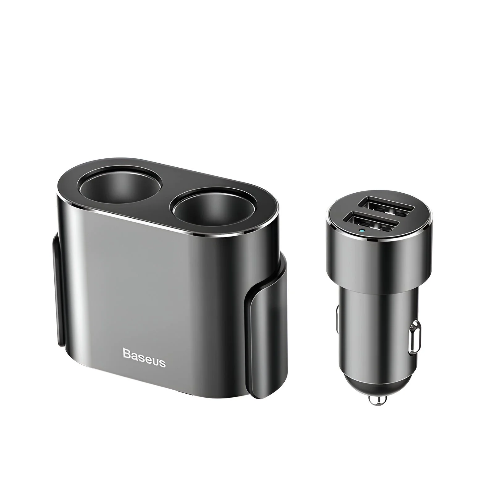 100W Dual USB Car Power Splitter with Dual Cigarette Lighter Sockets