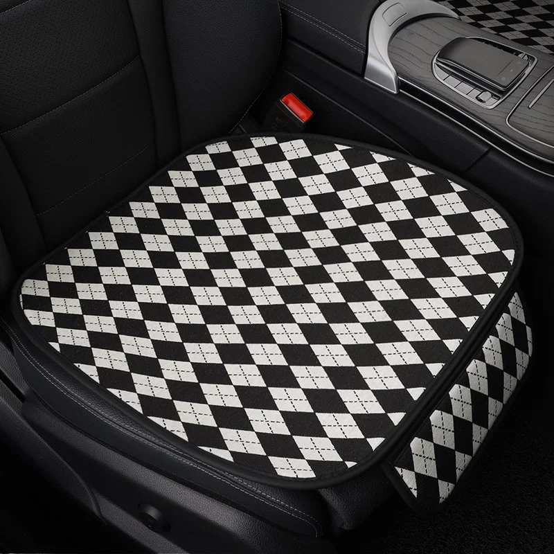 Cotton Linen Universal Car Seat Cushion with Anti-Slip Backing