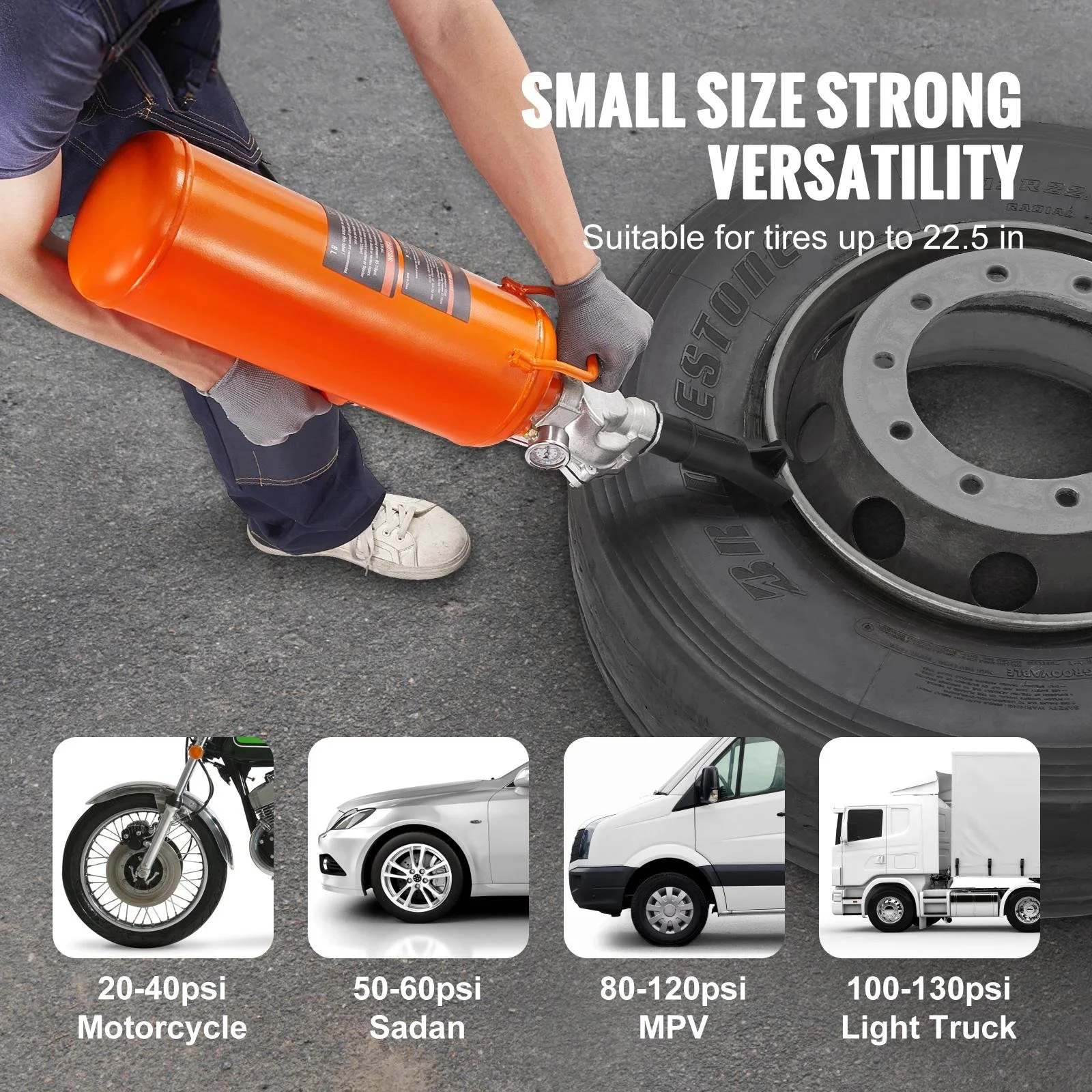 8L Tire Bead Seater 120 PSI Portable Handheld Tire Inflator Tool