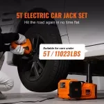 5-Ton Electric Hydraulic Car Jack Kit with Impact Wrench & Tire Inflator