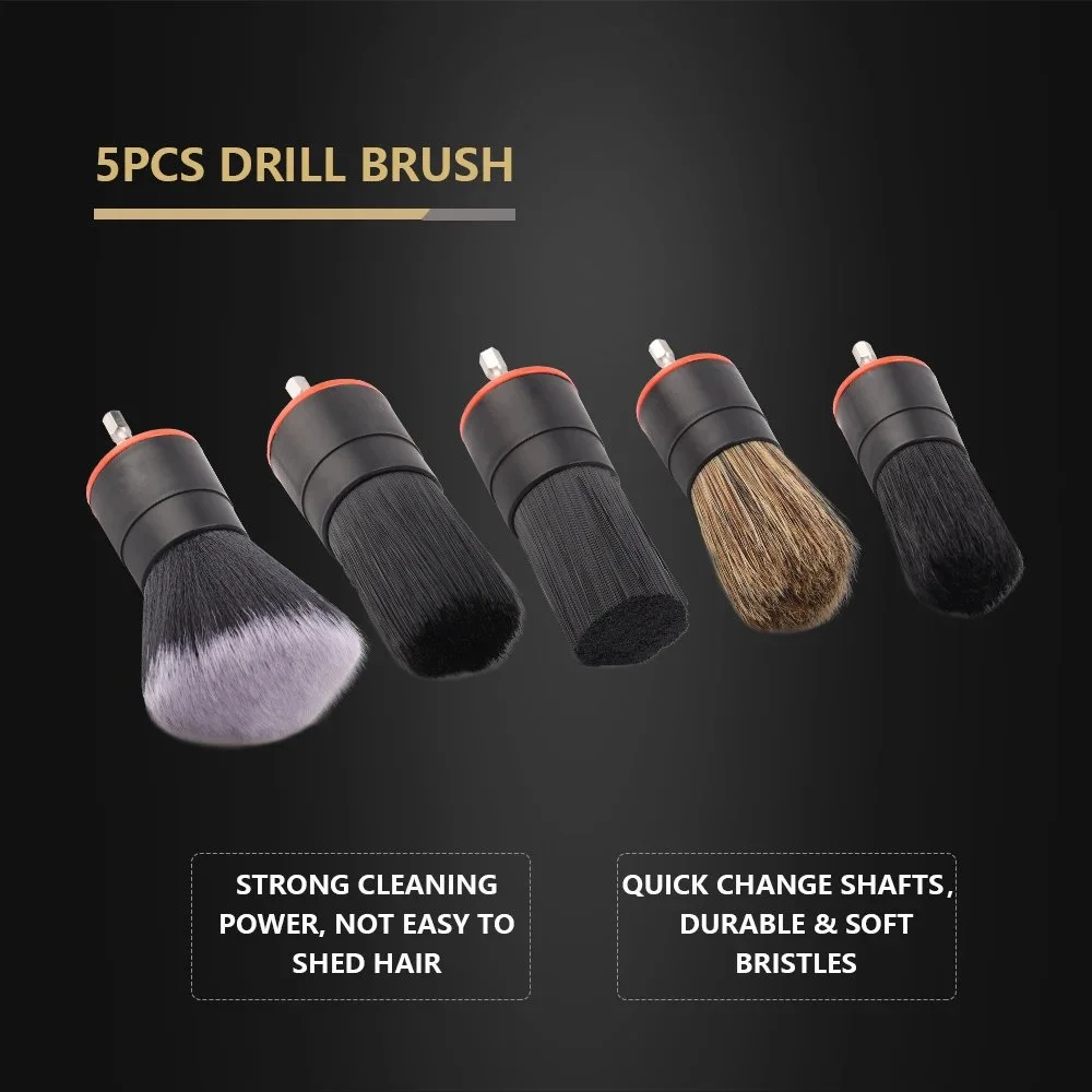 5-Piece Drill Brush Attachment Set for Car Detailing & Deep Cleaning