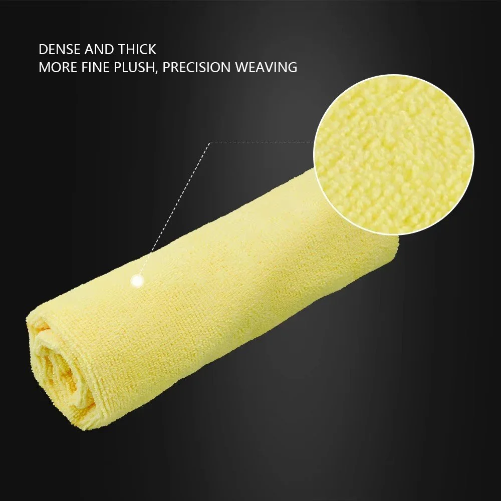 Yellow Microfiber Car Wash Towels 10 Pack 16 x 16 in Streak-Free Cleaning Cloths