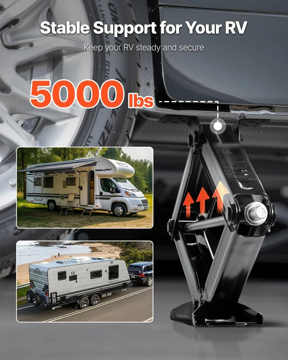 Heavy Duty RV Scissor Jacks Set of 4, 5000 lb Stabilizer & Leveling Jacks