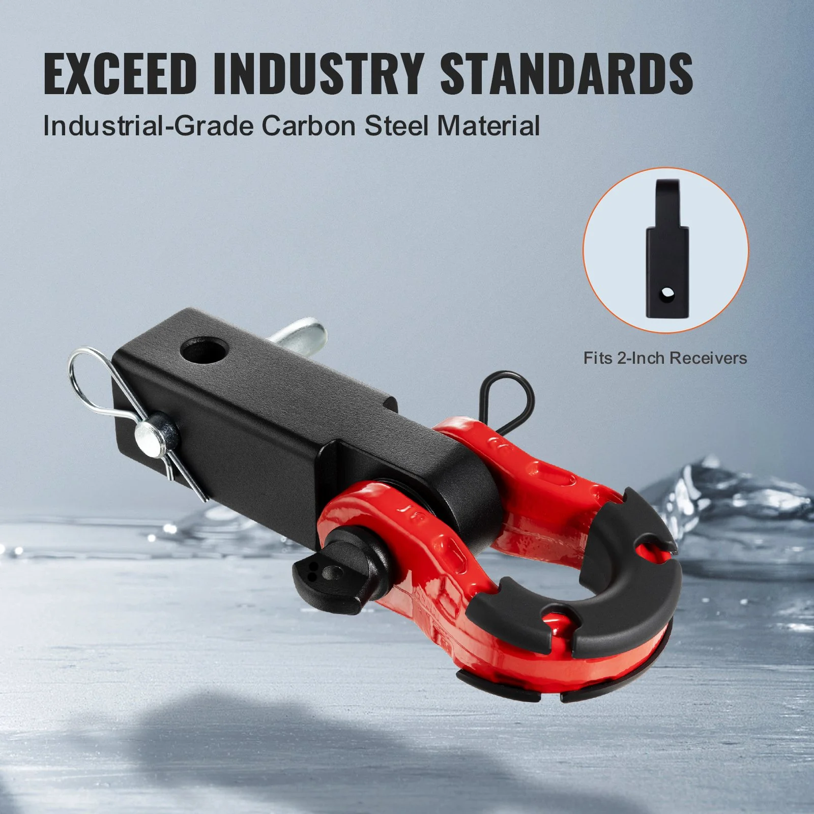 2-Inch Heavy-Duty Shackle Hitch Receiver with D-Ring for Towing & Recovery