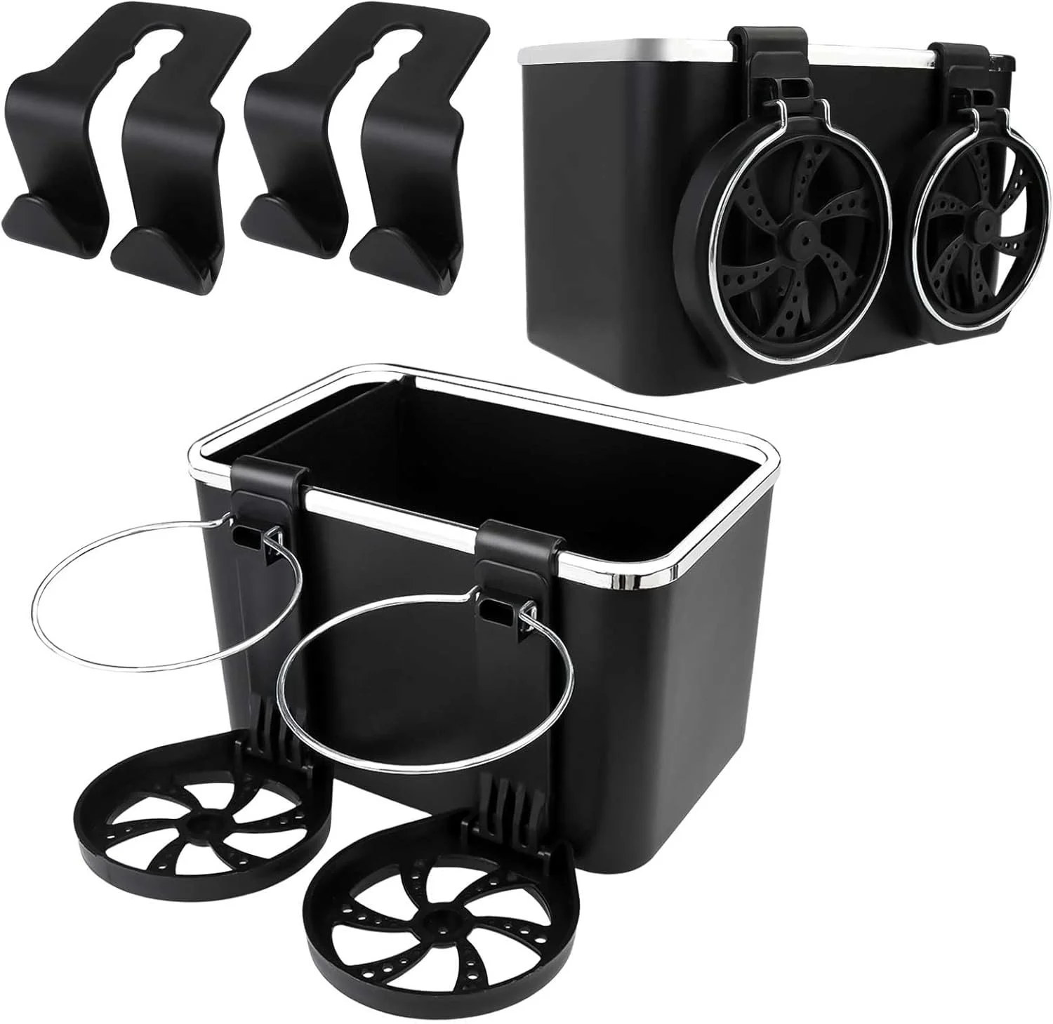Universal Car Armrest Storage Box with Foldable Dual Cup Holders