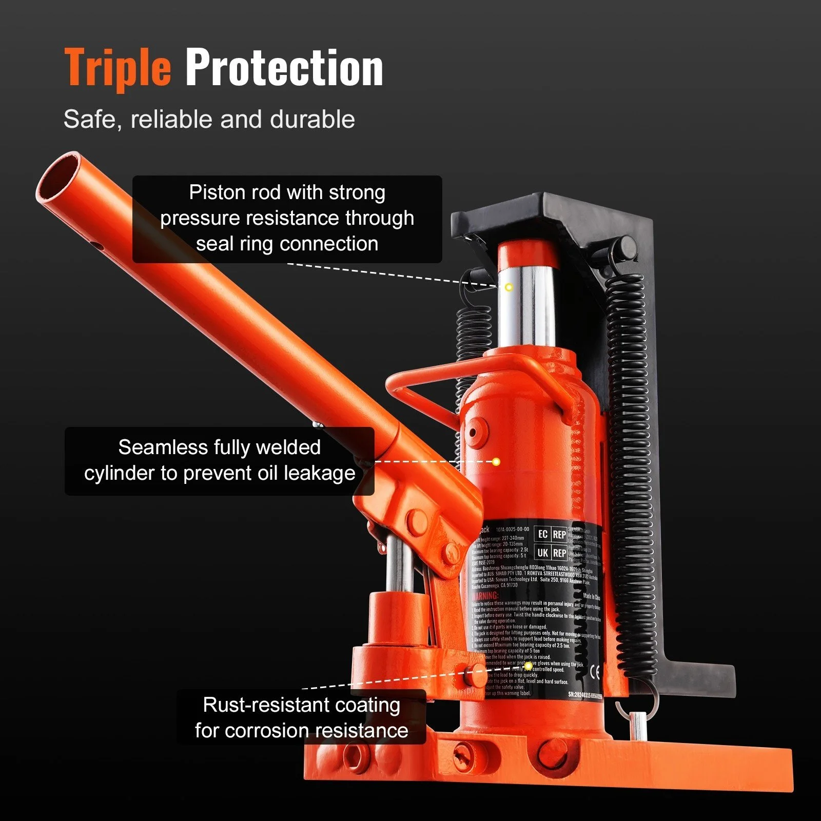 Hydraulic Toe Jack 2.5 Ton Low Profile Lift for Heavy Machinery