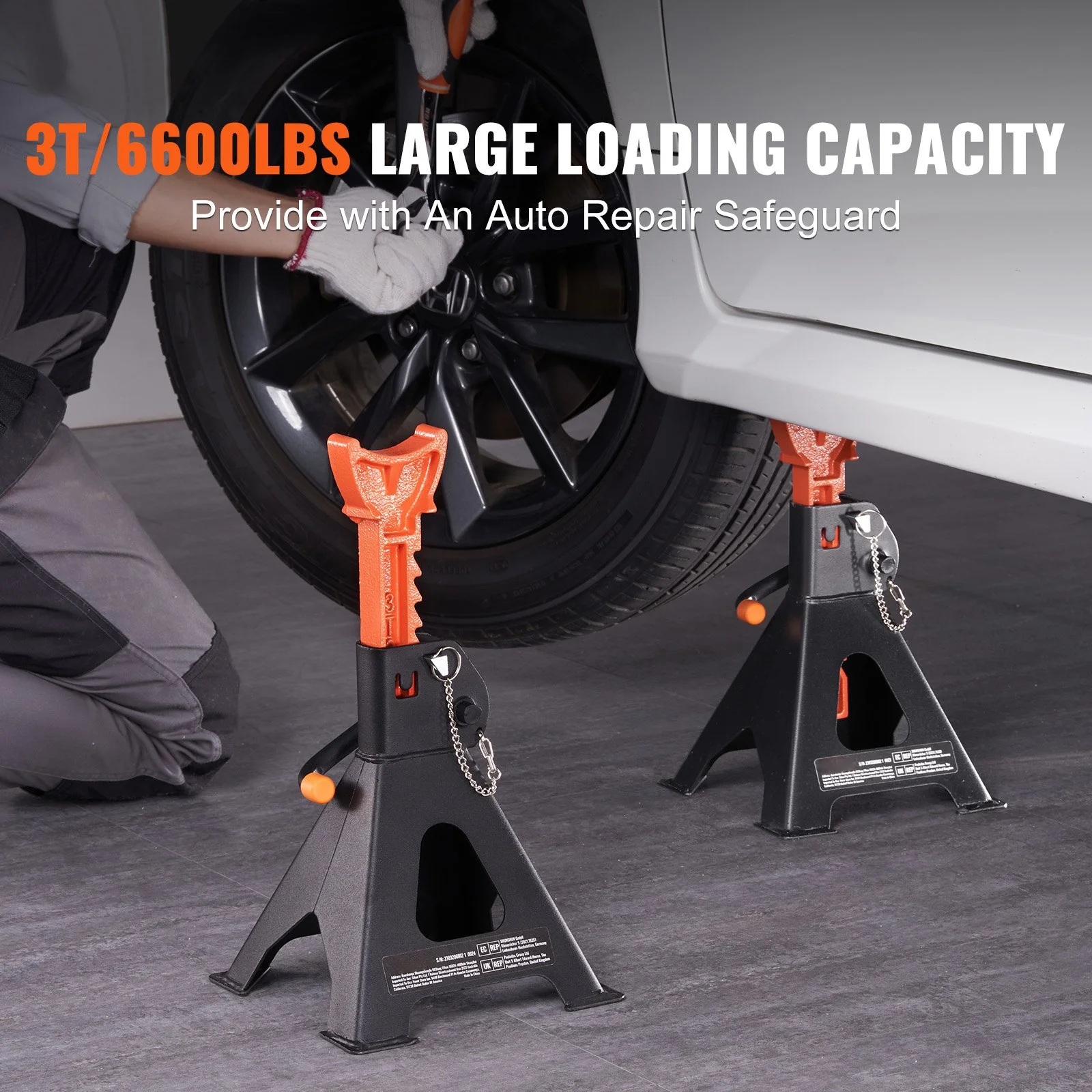3 Ton Adjustable Double Locking Jack Stands for Cars, SUVs & Trucks
