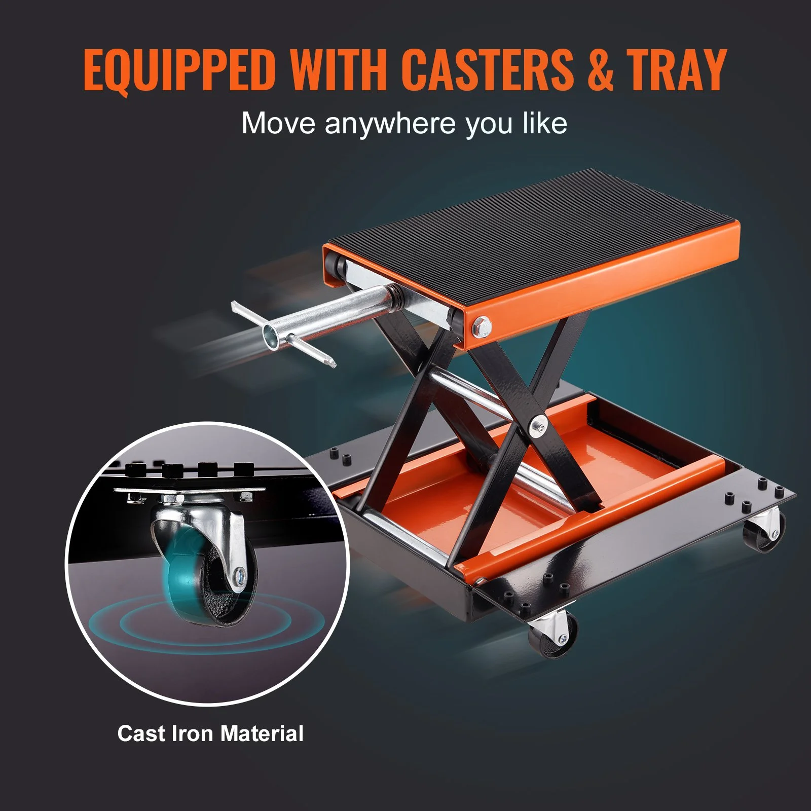 1100 lb Motorcycle Scissor Lift Jack with Dolly & Hand Crank