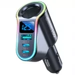 150W 4-in-1 Fast USB Car Charger Adapter with LED Voltage Display